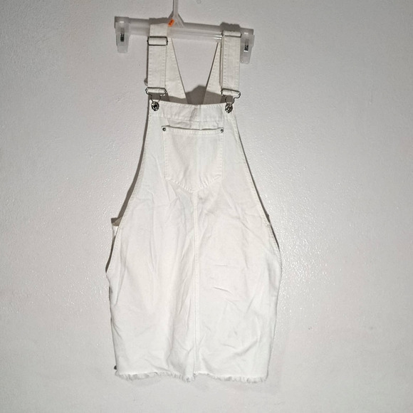 NWT Forever 21 white jean skirt overalls‎ size s - Picture 1 of 6